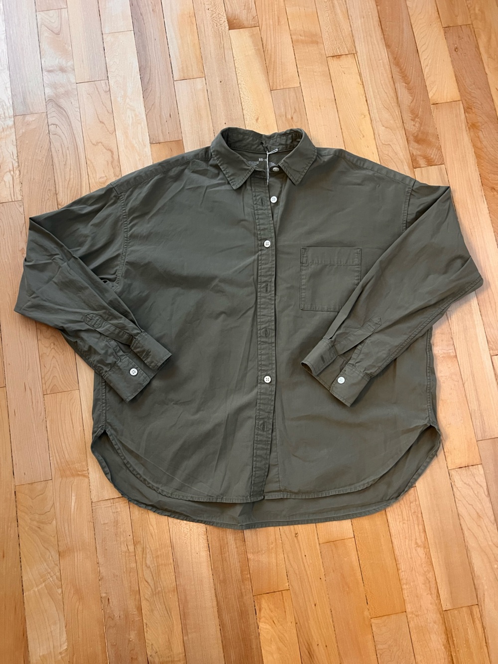 Muji Olive Green Button-Front Shirt